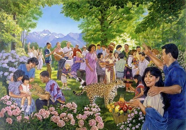 Congregation members at a weekly meeting